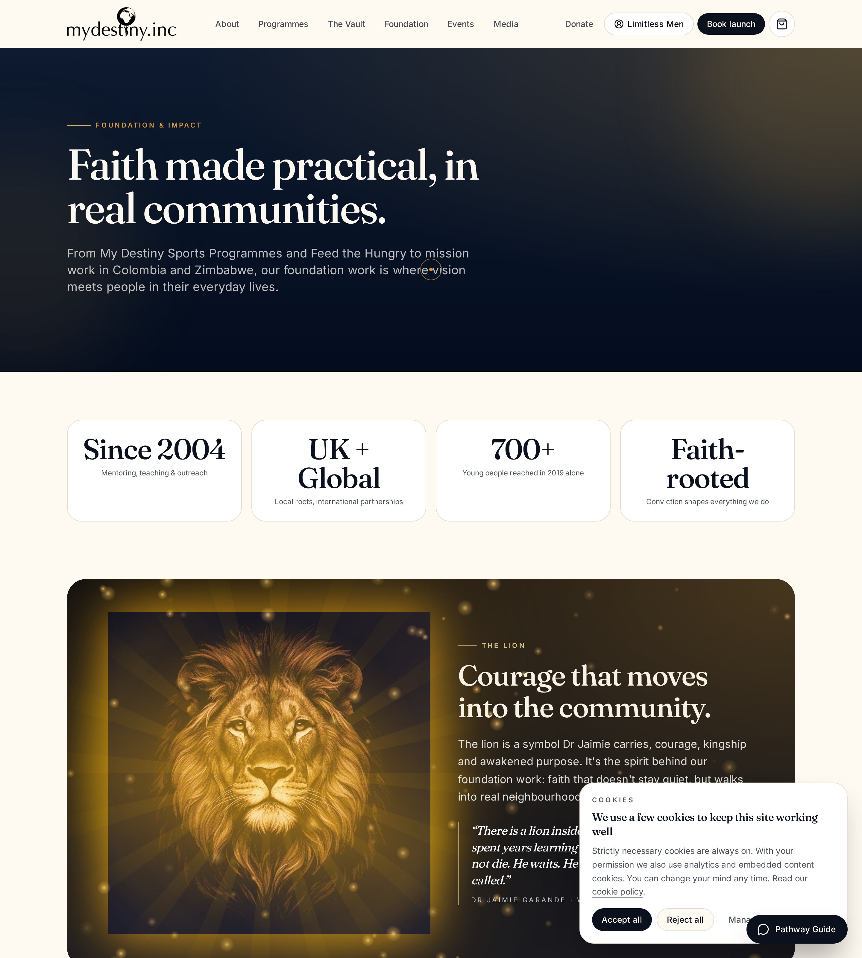 Live Foundation and Impact page with Impact Atlas, stats and Colombia, Zimbabwe and Feed the Hungry stories