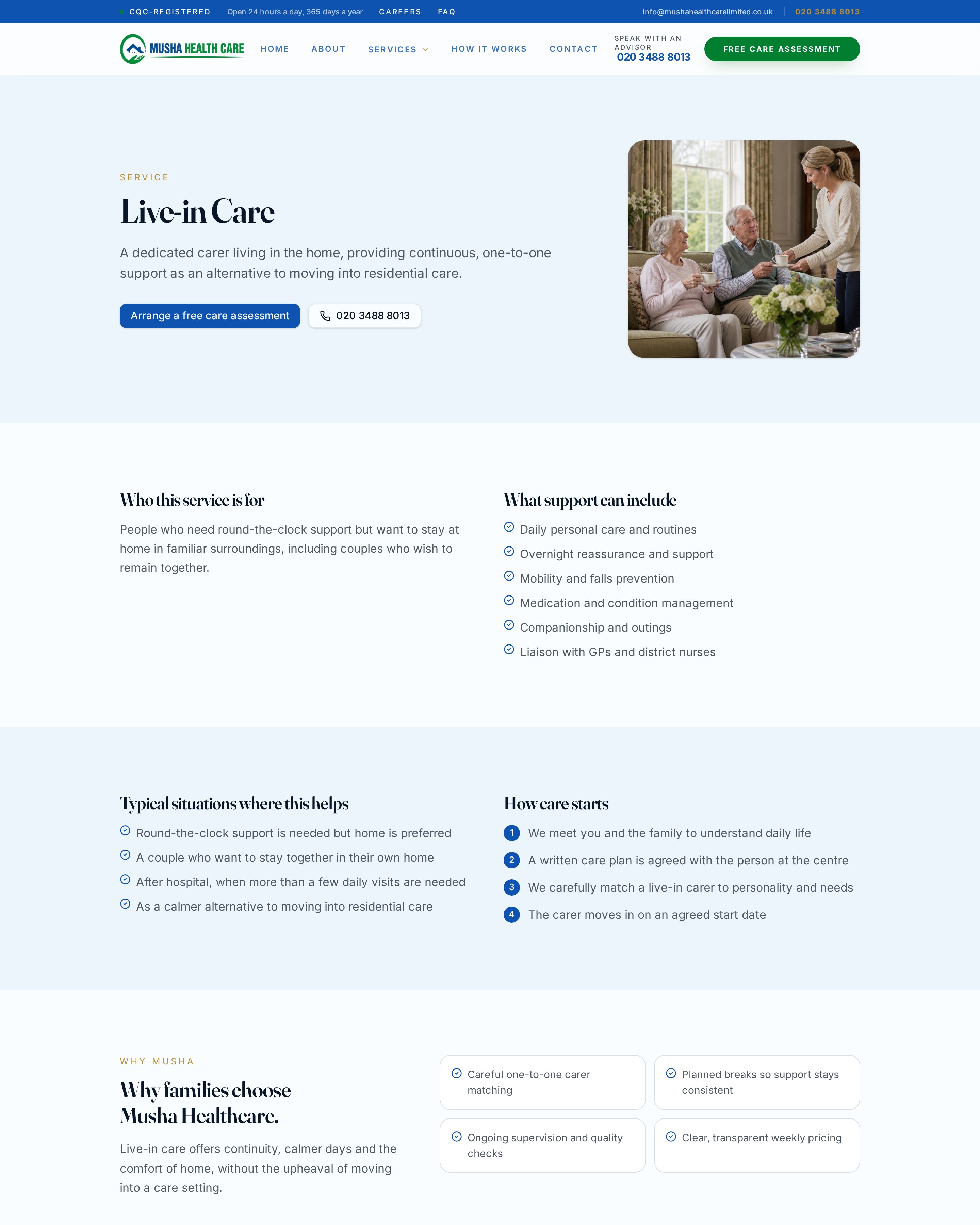 Live-in care service page